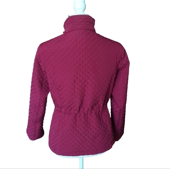 Gallery merlot wine quilted academia warm chic fall zip up barn jacket. Sz S - Picture 2 of 11